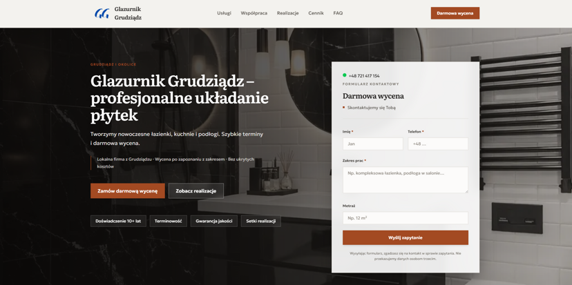 Strona firmowa dla lokalnej firmy usługowej